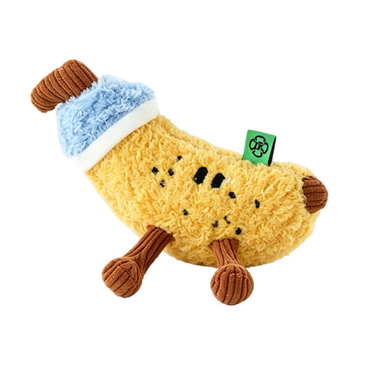 Cute Realistic Fruit Plush Squeaky Dog Chew Toy for Teething &amp; Teeth Cleaning