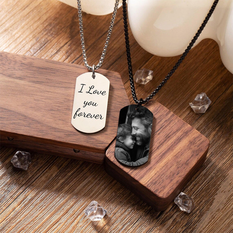 Custom-Made, Ships in 1-2 Days stainless steel military brand glossy color printed photo necklace