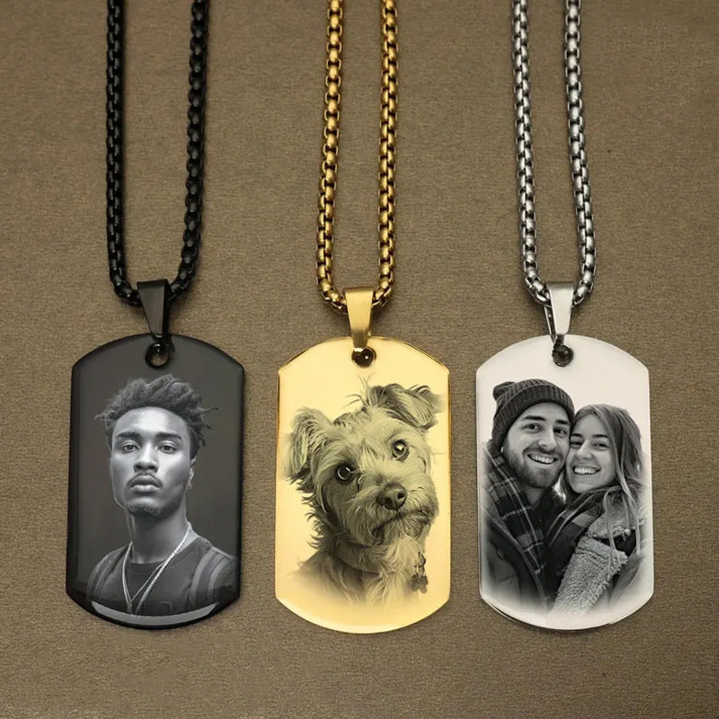 Custom-Made, Ships in 1-2 Days stainless steel military brand glossy color printed photo necklace
