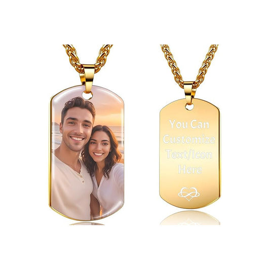 Custom-Made, Ships in 1-2 Days stainless steel military brand glossy color printed photo necklace